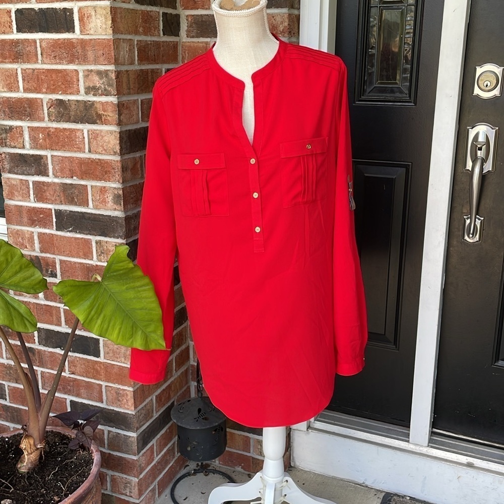 Calvin Klein Long Sleeve Flowy Blouse - Picture 8 of 11